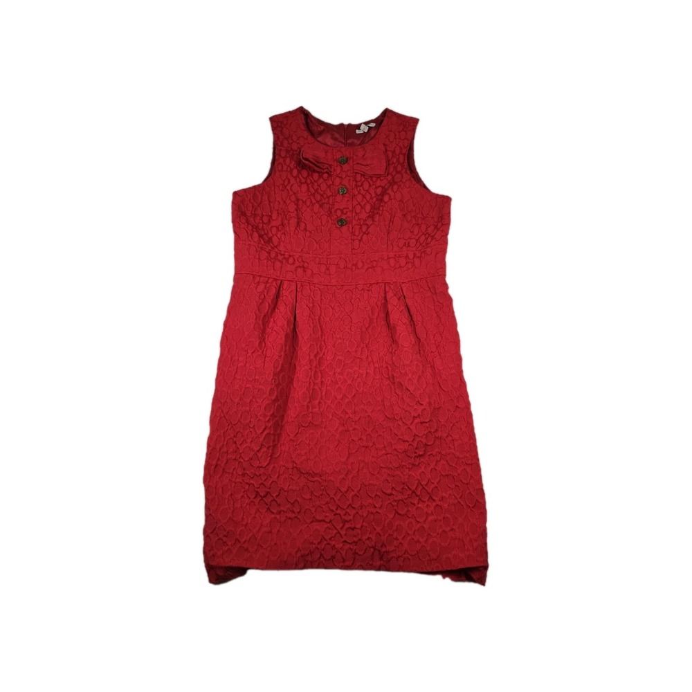Sandra Darren Sleeveless Bow Dress Women's Size 18 Red Lined
